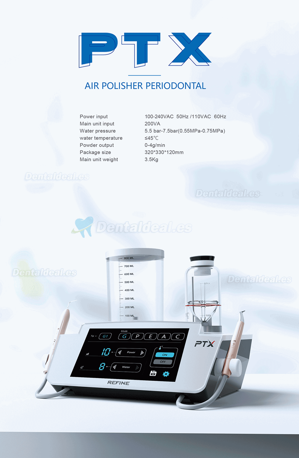 Refine PT X 2 in 1  Escareador Ultrasonico + Aeropulidor Dental