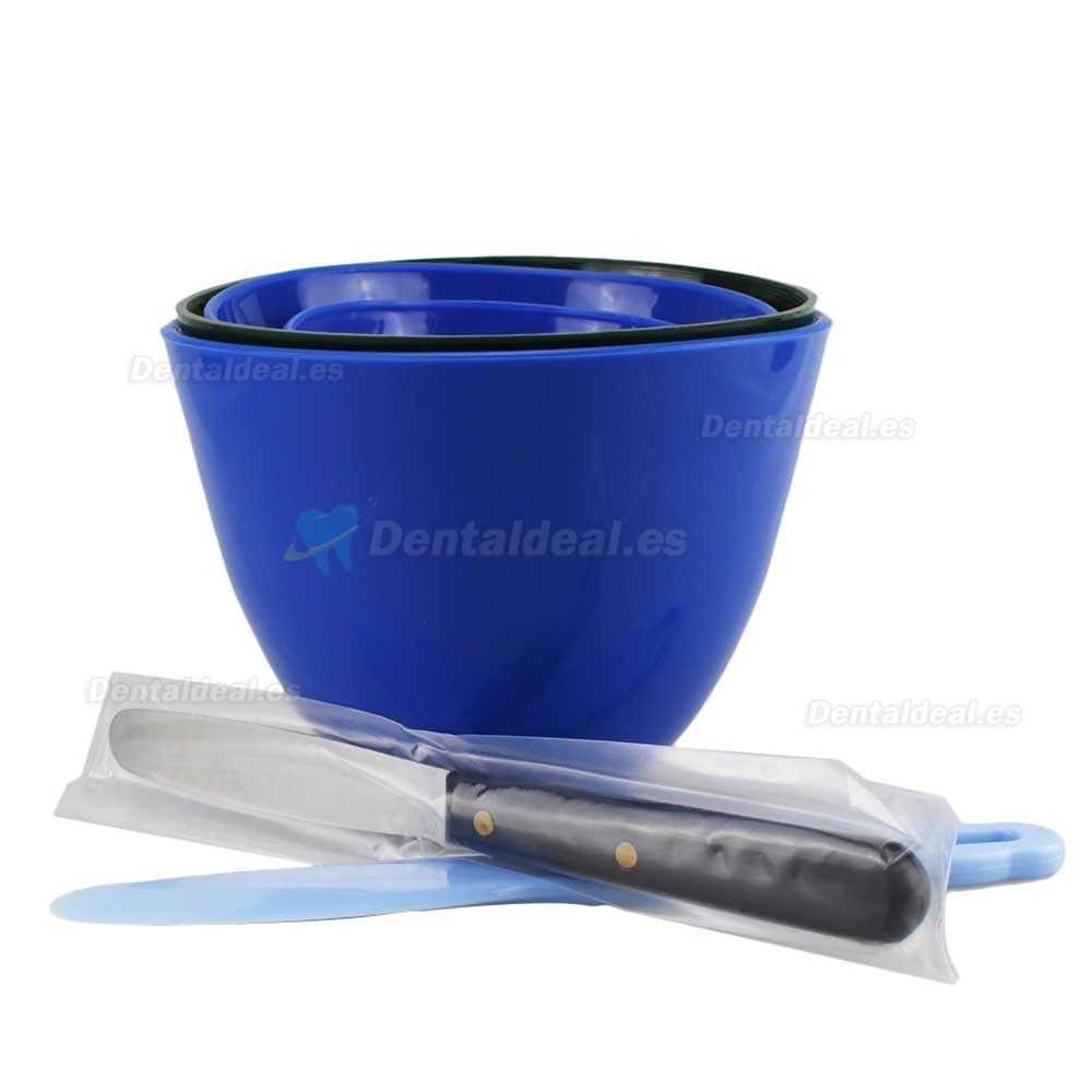 4 piezas de goma de laboratorio dental Bowls de mezcla + 2 espátulas