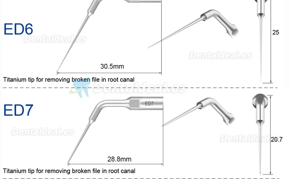 Refine Puntas de ultrasonido endodoncia ED1 ED2 ED3 ED4 ED5 ED6 ED7 ED8 ED9 ED10 ED11 ED14 ED15 compatible con SATELEC NSK DTE