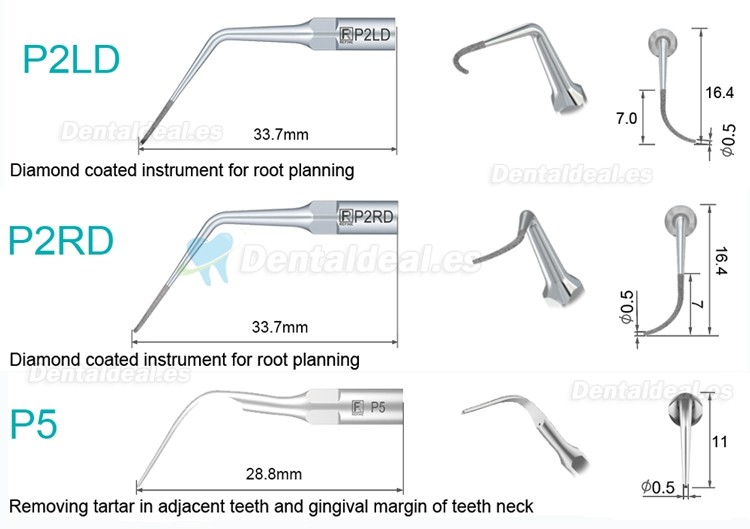 5Pcs Puntas de ultrasonido para periodoncia P2L P2R P2LD P2RD P5 P6 P7 P8 P10 P11 P12 P14L compatible con Refine EMS Woodpecker