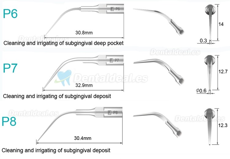 5Pcs Puntas de ultrasonido para periodoncia P2L P2R P2LD P2RD P5 P6 P7 P8 P10 P11 P12 P14L compatible con Refine EMS Woodpecker