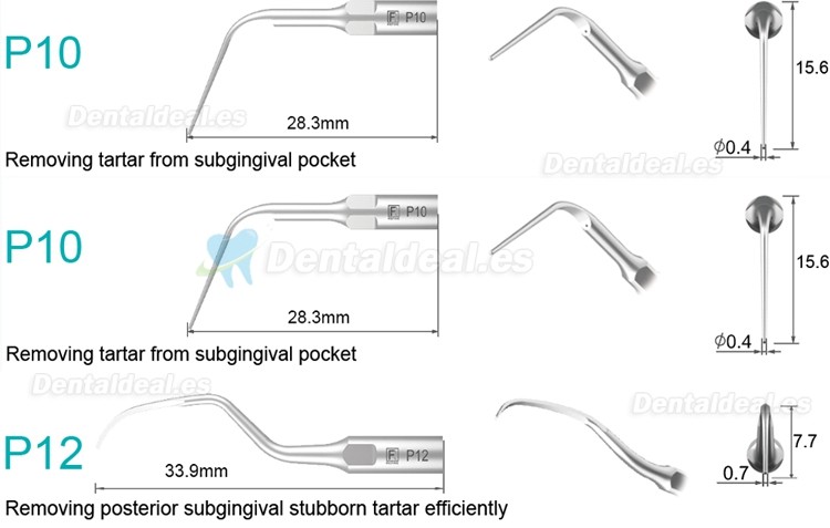 5Pcs Puntas de ultrasonido para periodoncia P2L P2R P2LD P2RD P5 P6 P7 P8 P10 P11 P12 P14L compatible con Refine EMS Woodpecker