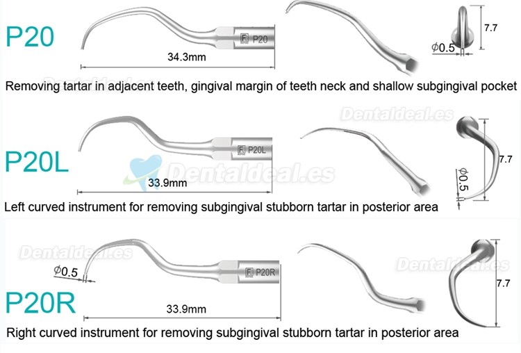 5Pcs Puntas de ultrasonido para periodoncia P2L P2R P2LD P2RD P5 P6 P7 P8 P10 P11 P12 P14L compatible con Refine EMS Woodpecker