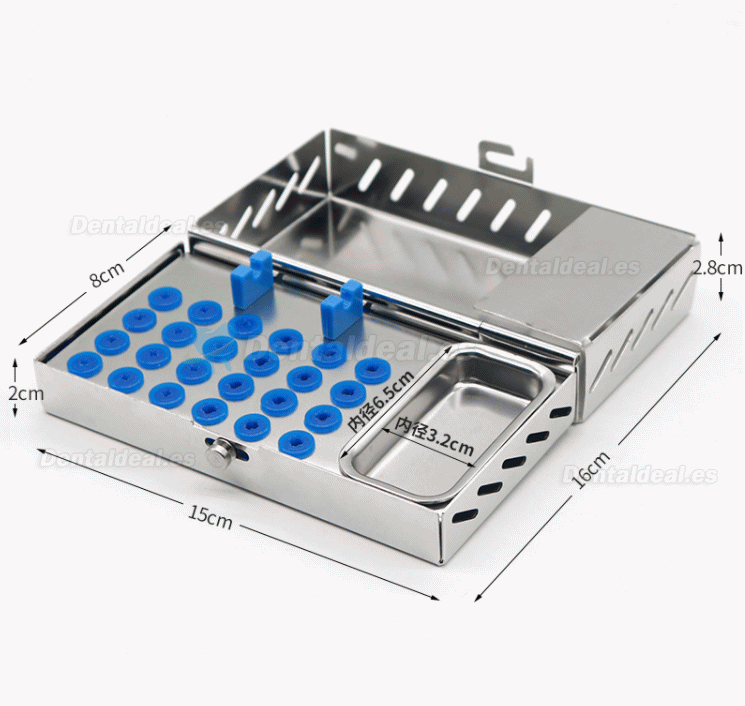 1Pcs Caja de almacenamiento del kit de instrumentos de cirugía de implantes dentales de acero inoxidable