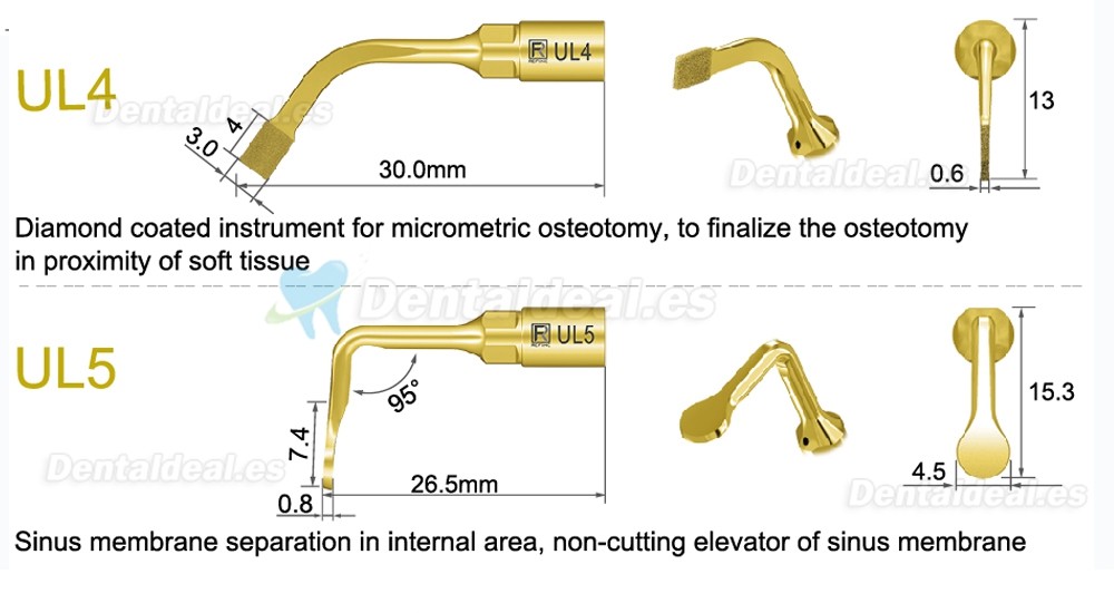 1Pcs Punta para cirugía de exelcimosis de levantamiento de senos para corte óseo UL1 UL2 UL3 UL4 UL5 compatible con Mectron Woodpecker