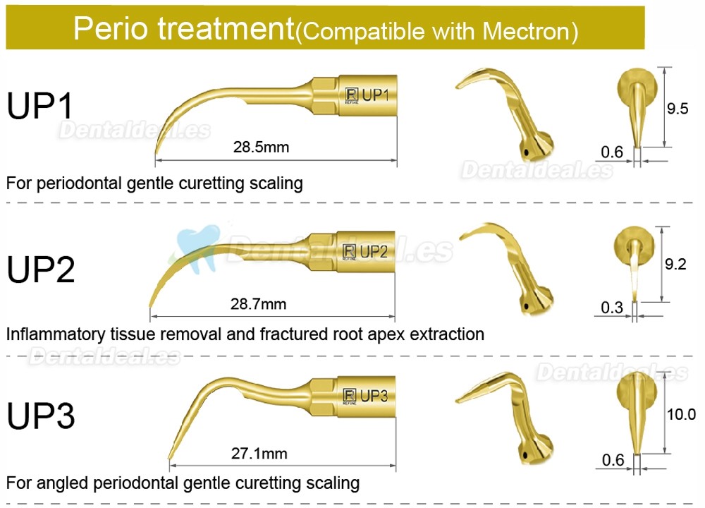 1Pcs Puntas para cirugía de piezocirugía dental UP1 UP2 UP3 UP4 UP5 UP6 UP7/8 compatible con Mectron Woodpecker Silfradent