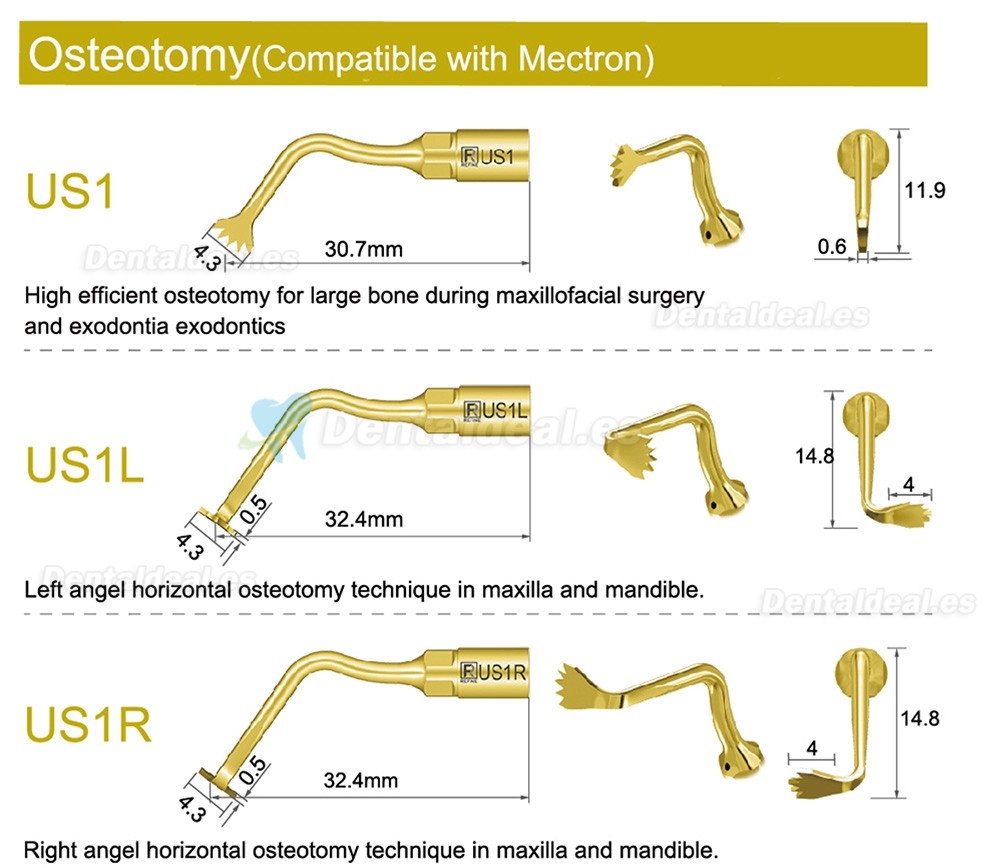 1Pcs Punta Ultrasurgery US1 US1L US1R US2 US3 US4 US5 US6 US7 US11 US12 compatible con Mectron Woodpecker