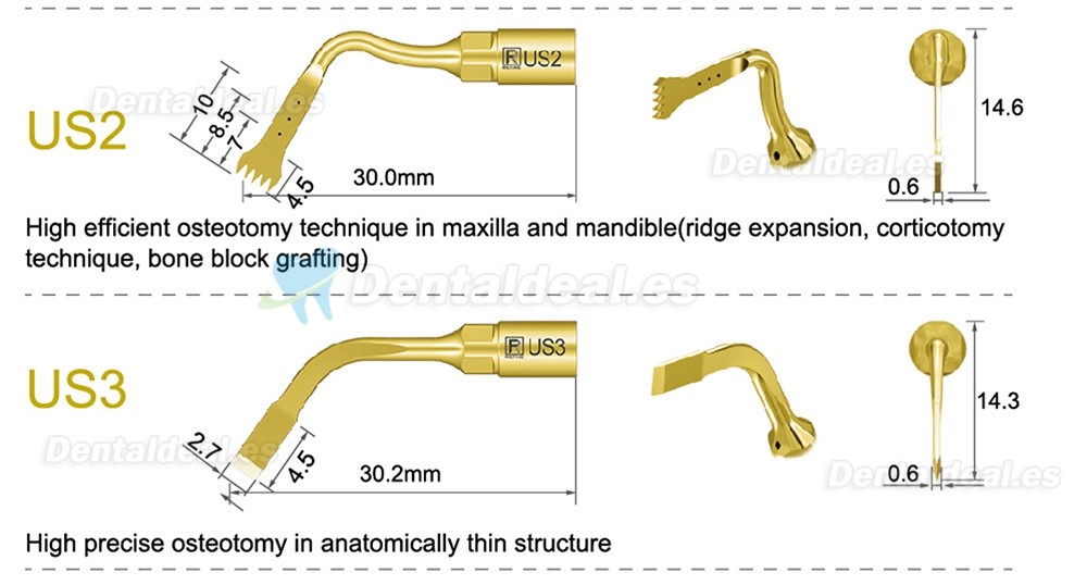 1Pcs Punta Ultrasurgery US1 US1L US1R US2 US3 US4 US5 US6 US7 US11 US12 compatible con Mectron Woodpecker