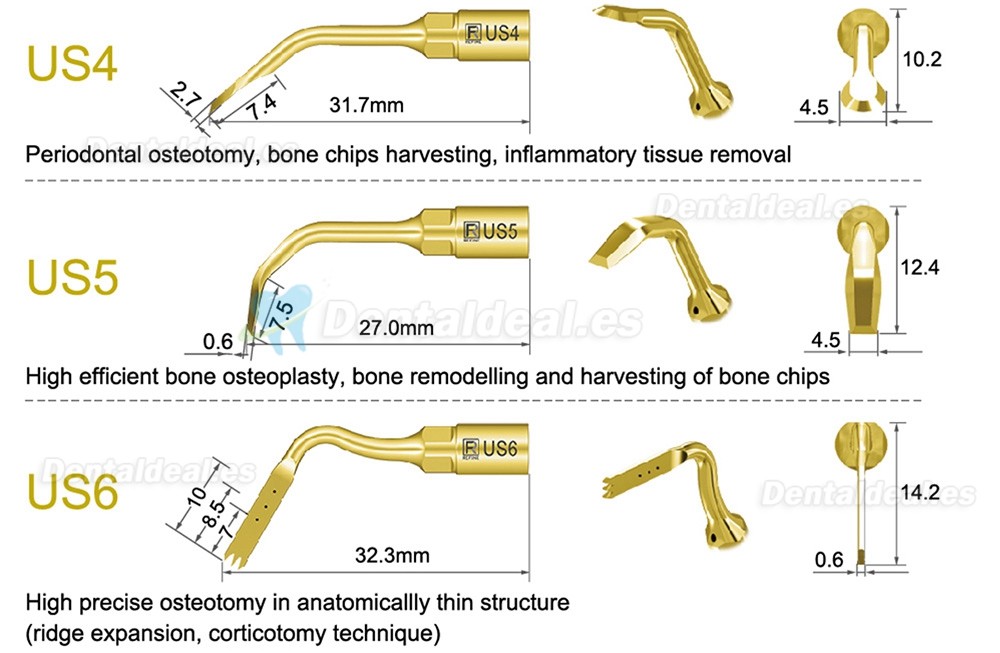 1Pcs Punta Ultrasurgery US1 US1L US1R US2 US3 US4 US5 US6 US7 US11 US12 compatible con Mectron Woodpecker