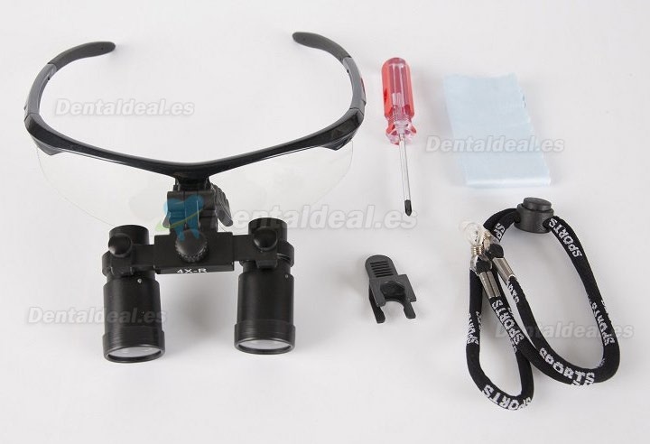 Prismáticos quirúrgicos (4.0 x R lupa tipo deportivo para ENT/veterinario) color negro