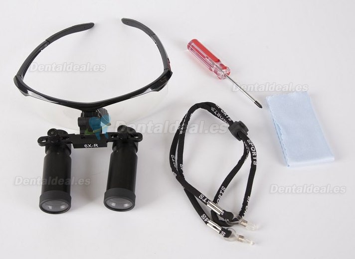 Lupa dental quirúrgica para ENT/Vet (6.0X-R tipo deportivo) color negro