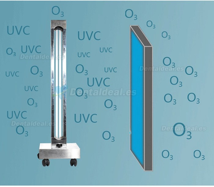 150W UV + Ozono Carro de Desinfección móvil Lámpara UVC Lámpara de Esterilización Lámpara Germicida Ultravioleta