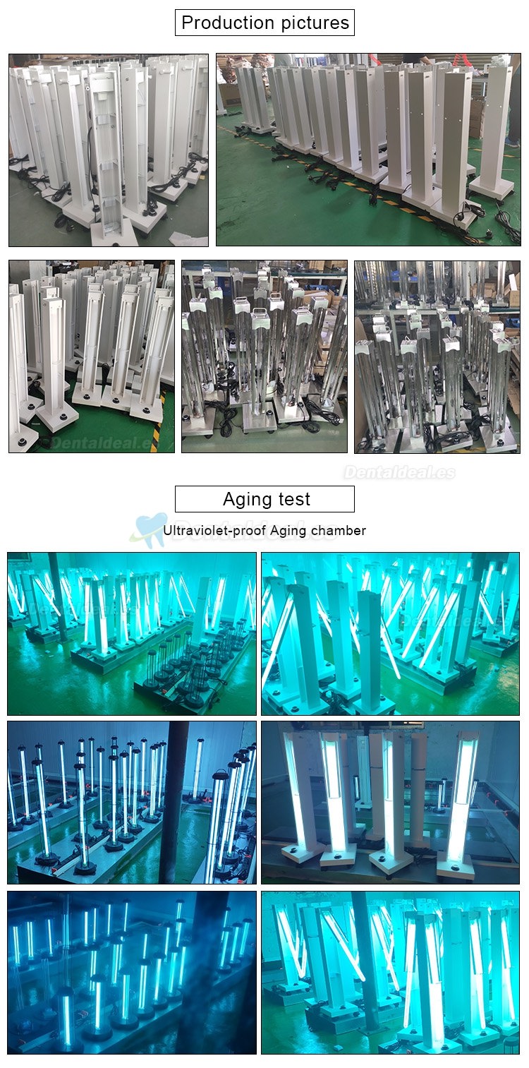 1000W Lámpara de desinfección UV Fábrica Hospital Gran espacio Esterilizador de luz UVC Lámpara de desinfección móvil