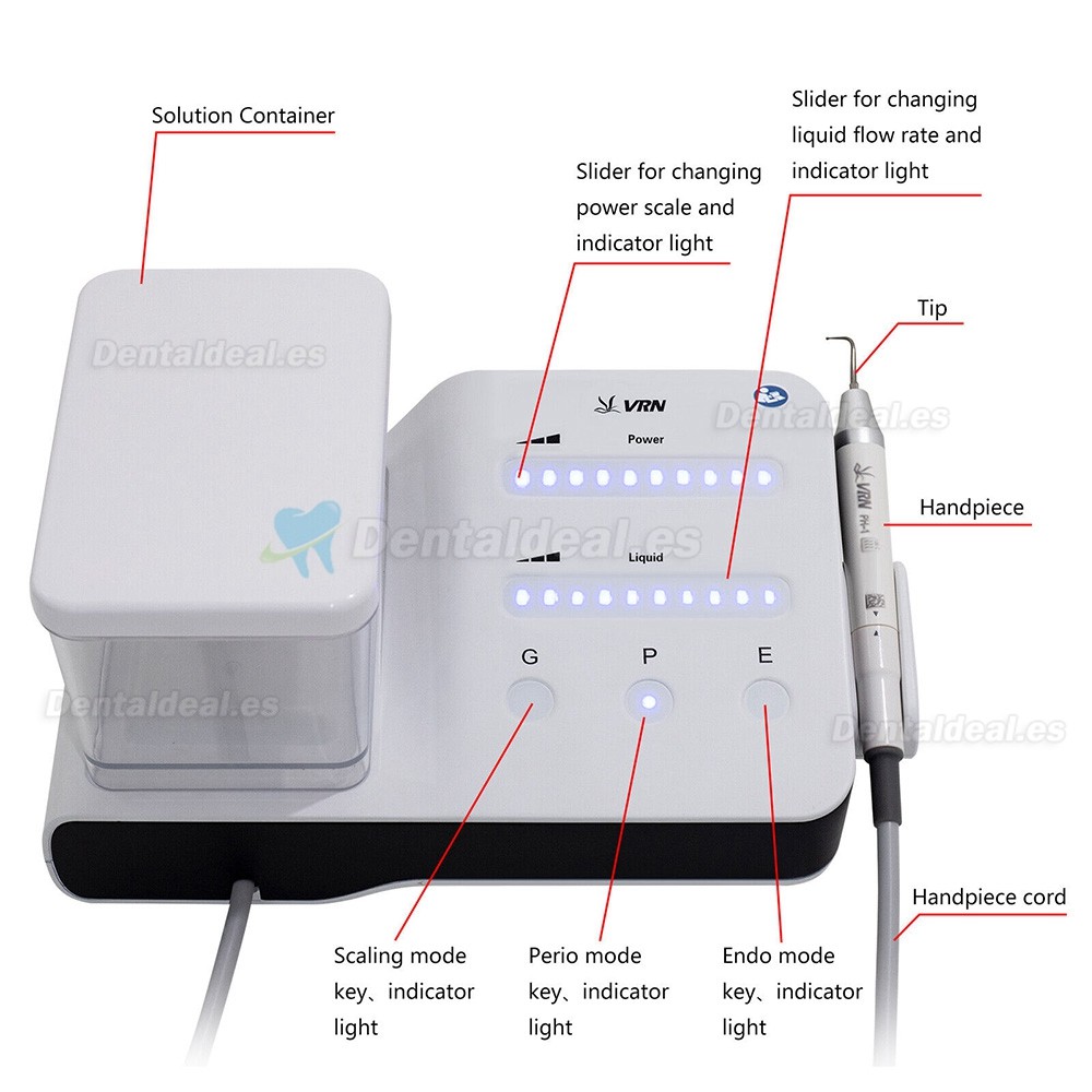 VRN DA-20 Escalador piezoeléctrico ultrasónico con botella de agua compatible con EMS panel táctil