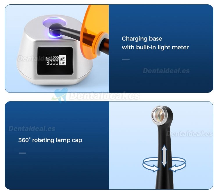 3H X-lite Q6 Lámpara de polimerización inalámbrica dental de 1 segundo con radiómetro LED cuerpo metálico