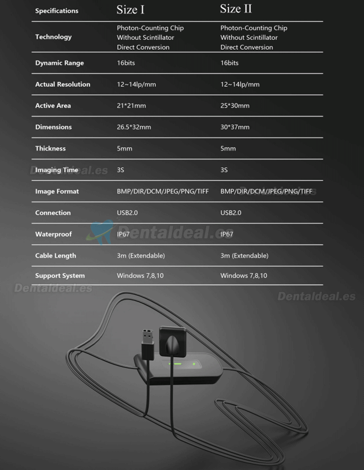 Sensor de Rayos X de Imagen Digital Dental RVG Sistema de Imágenes Intraorales Dentales