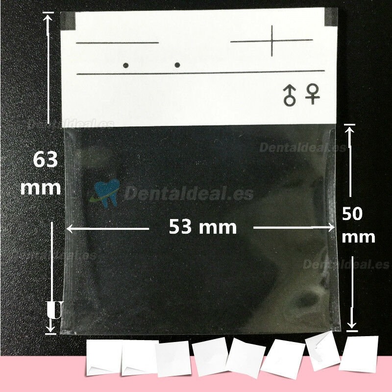 1000 Piezas de película de rayos X dentales monta fundas de sobre que almacenan 63 * 53 mm