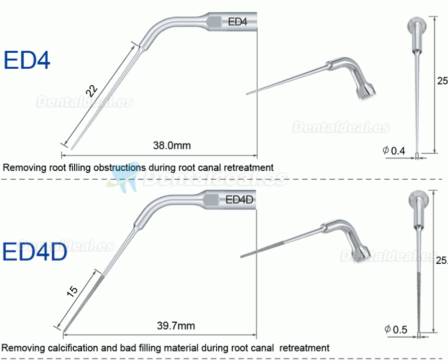 10Pcs Refine Punta de ultrasonidos endodoncia E3D E4D E5D E10D E11D E12D E14D E15D compatible con Woodpecker EMS