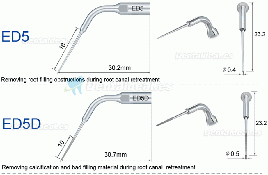 10Pcs Refine Punta de ultrasonidos endodoncia E3D E4D E5D E10D E11D E12D E14D E15D compatible con Woodpecker EMS