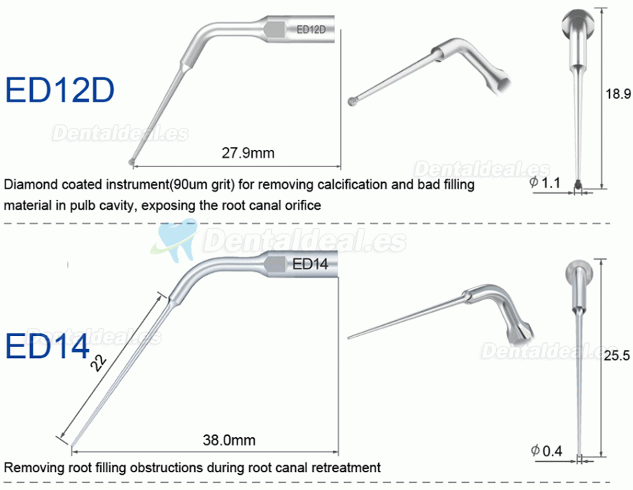 10Pcs Refine Punta de ultrasonidos endodoncia E3D E4D E5D E10D E11D E12D E14D E15D compatible con Woodpecker EMS