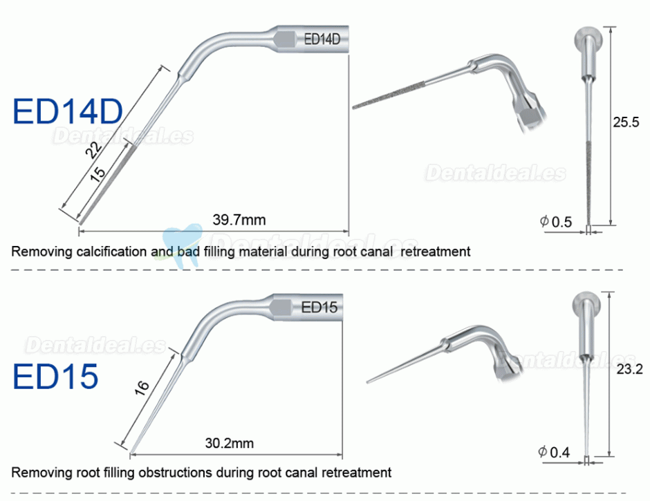 10Pcs Refine Punta de ultrasonidos endodoncia E3D E4D E5D E10D E11D E12D E14D E15D compatible con Woodpecker EMS