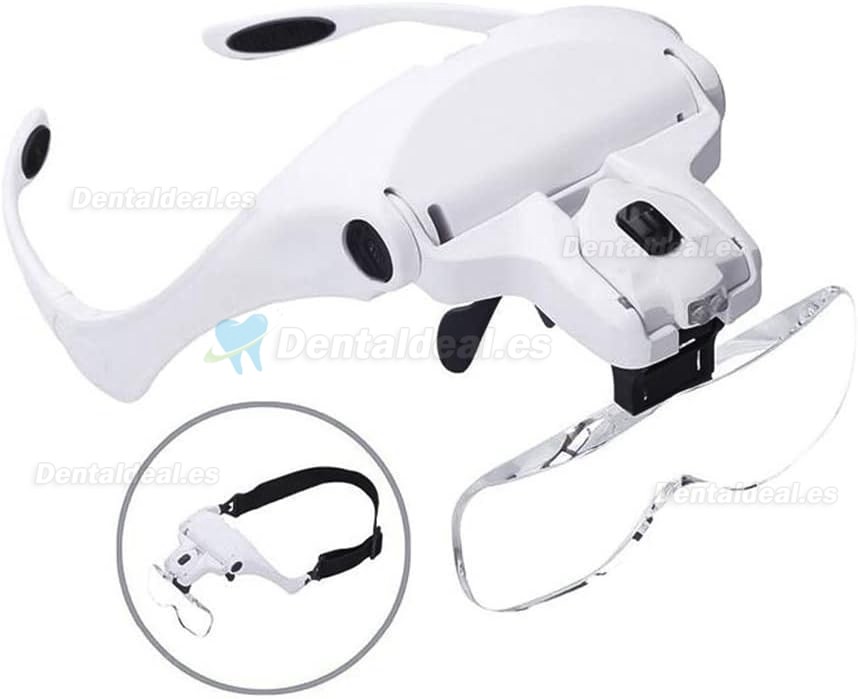 Lupas de dentista lupa dental vidrio binocular luz de cabeza LED 5 lentes