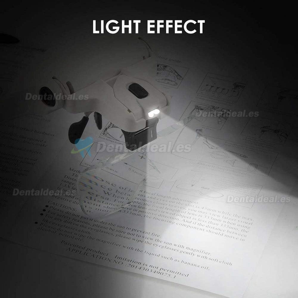 Lupas de dentista lupa dental vidrio binocular luz de cabeza LED 5 lentes