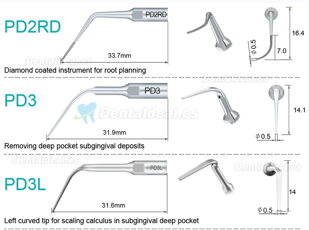 10Pcs Puntas de ultrasonido PD2L PD2LD PD2R PD2RD PD5 PD6 PD7 PD8 PD10 compatible con Refine SATELEC NSK DTE GNATUS