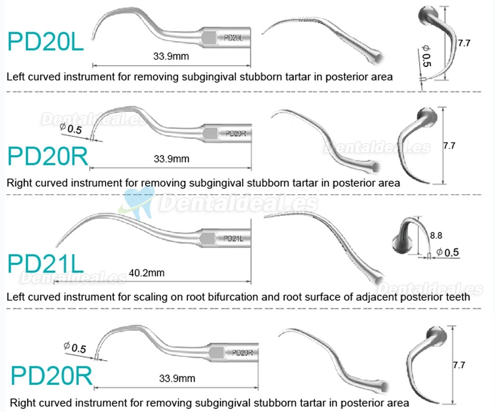 10Pcs Puntas de ultrasonido PD2L PD2LD PD2R PD2RD PD5 PD6 PD7 PD8 PD10 compatible con Refine SATELEC NSK DTE GNATUS