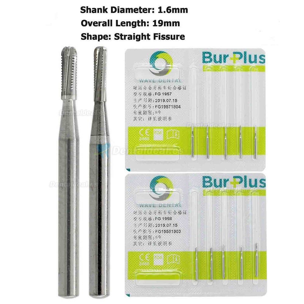 5 Paquetes de fresas de carburo dental Wave para agarre de fricción de pieza de mano de alta velocidad 1557 1558