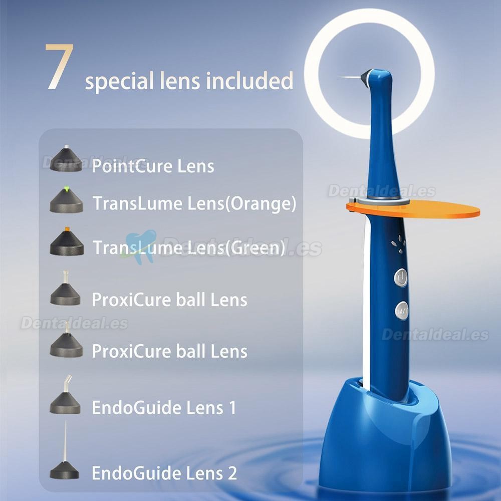 Lámpara de Polimerización Inalámbrica curado dental de 1 segundo con 7 lentes 2500MW/c㎡