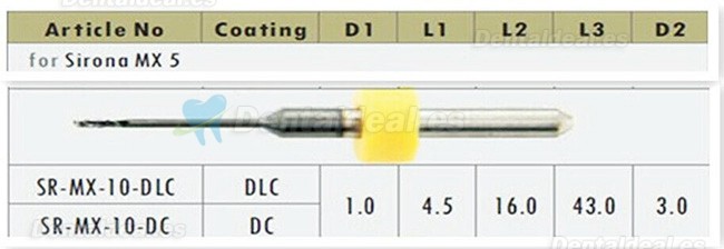 1 Uds Fresas de circonio Cad Cam dental aptas para Sirona MX5 0,5mm/1mm/2,5mm