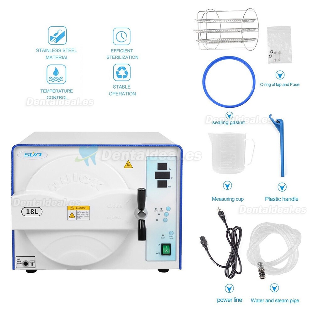 18L/23L Sun esterilizador a vapor para autoclave dental clase n Alta temperatura alta presión