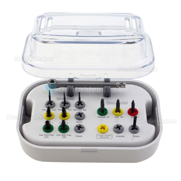 Kit de extracción de tornillos fracturados y accesorios para implantes dentales